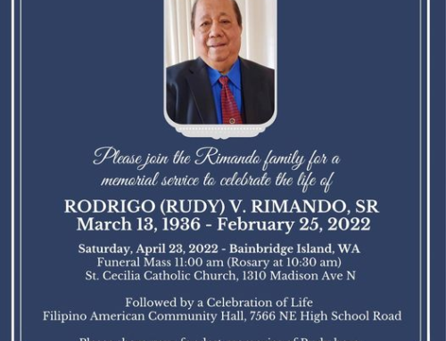 Funeral Announcement and details for Rodrigo “Rudy” Rimando, Sr.